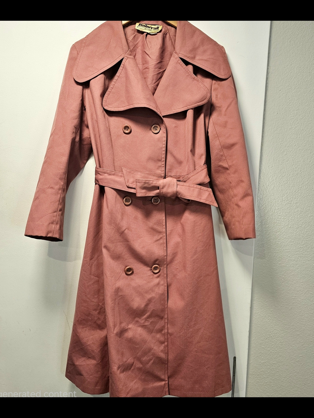 Vintage 70s Raincraft England Dusty Rose Trench Coat Belted Long Coat